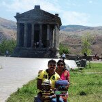 Crishanth, Adeline and Kevin at the Garni Temple in Armenia