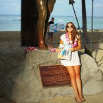Coralie Mouniau at Duke Statue, Waikiki Beach, Honolulu, Hawaii
