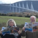 Jean-Marie and Chantal in France in front of le Viaduc de Millau (the Millau Viaduct)