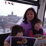 Rana with twins Yasmine and Layla at the ‘ Wheel’, Liverpool, UK