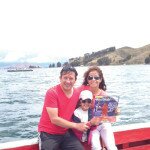 Sylvia Sandoval with family at Lake Titicaca, La Paz, Bolivia