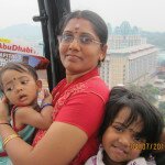 Varalakshmi, Divyasree and Kapilashri Ramkumar in a cable car to Sentosa Island, Singapore