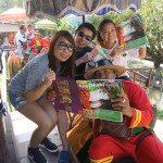 Mhean, Christian and Virgie while riding an elephant at Chang Puak Camp, Thailand