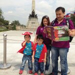Neil and Ruby Ronel with their twin sons at Rizal Park, Manila, Philippines