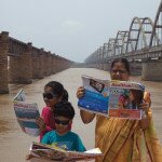 Sanskriti, Pushkar and Sita at Godavari bridges in Rajahmundry, Andhra Pradesh, India